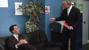 Big Boobed beauties in office fourway with old guy