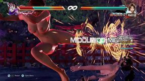 Asuka turns blue pounding Kunimitsu.