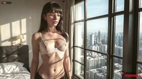 a brunette in glasses gave herself up for money [ai]