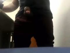 MILKING HIS BIG UNCUT BRAZILIAN DONKEY DICK AT WORK