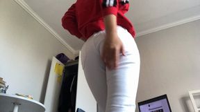 White jeans teasing!