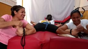 The Tickling Challenge: Pam on the Red Couch!