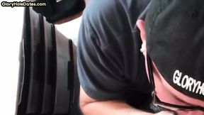 Closeup gloryhole lover DILF sucks cock in amateur blowjob