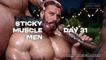 Sticky Muscle Men Day 31 Preview, AI-Generated Muscle Guys, Big Dicks, Big Cum Loads