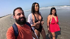 Fode Cast - A trans Baianinha venho pra fuder na praia ao ar livre com o casal Mattos