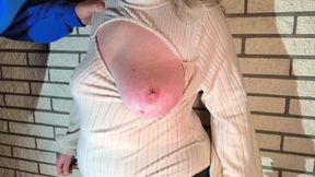 Using her naked tits for valentines day