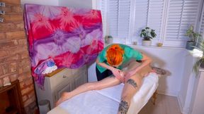 Oil massage turns into a lesbian pegging session