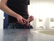 shaving my balls and wanking my dick in public restroom - do you dare?