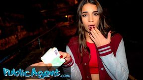 Public Agent Hot French Model eagerly accepts a stranger's touch in a daring public moment