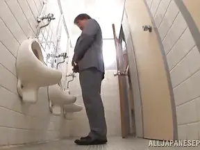 Sexy Sayoko Gives Hot Blowjob in Public Restroom Before Seductive Fuck