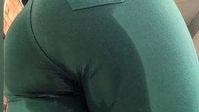 Seated Hold & Leaky Wetting in Tight Green Skinny Jeans