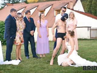 BRIDE4K. Wedding ritual sex with sexy blonde bride, dogging and wax play