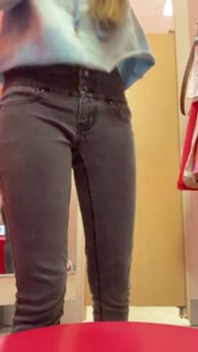 Asian Girl Fucks Her Creamy Pussy with Dildo and Cums in Public Dressing Room