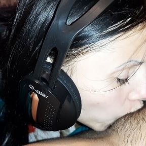 My girlfriend licked pussy with music in her ears - Lesbian-illusion