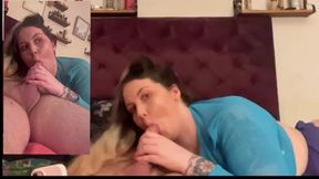 BBW Rides Cock Then Wanks Him off to Huge Cumshot