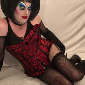 Drag Queen Talking Dirty, Undressing and Showing of dildos