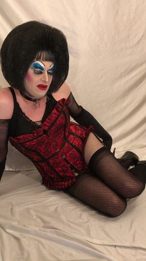 Drag Queen Talking Dirty, Undressing and Showing of dildos