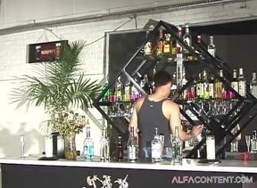 Barmen fucking long hair black guy in the ass