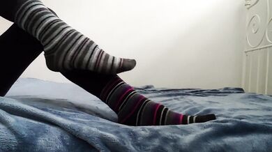 X meets socks the kinky comedy MILF in black leggings