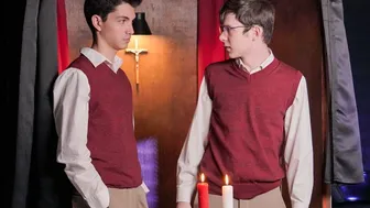 Catholic Twinks Dakota Lovell and James Manson Drip Hot Wax Before Bareback Anal