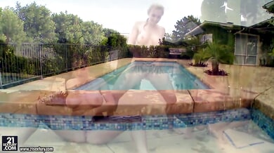 Sophie Dee and Puma Swede share a steamy poolside threesome with a blonde