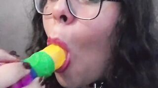 Trans gal bj's on fuck stick