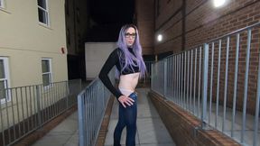 Crossdresser tight jeans strip