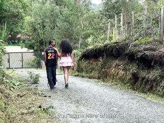 I touched a mother I'd like to fuck's booty whilst this babe was alone in the woods, and this was her reaction.