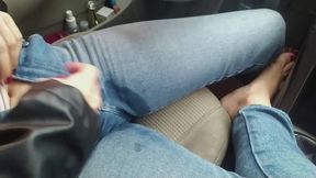 Sienna in Leather Jacket, Gets Her Jeans Wet.