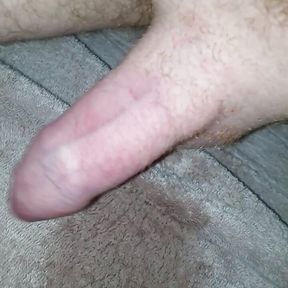 Full bladder pee holding with pee and cum from my uncut cock