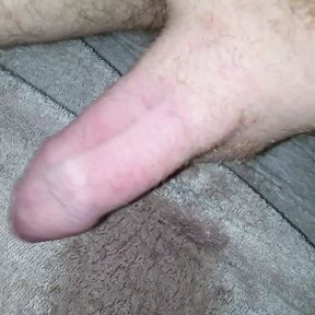 Full bladder pee holding with pee and cum from my uncut cock