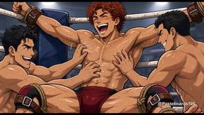 Roped To The Turnbuckle - Bare Hands On A Bound Wrestler's Armpits And Ribs (2D Anime Bara)