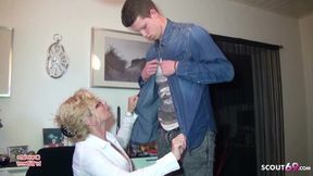 German milf Jenny takes on multiple big cocks