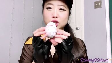 Delivery girl opens sex toy package ASMR blowjob cum countdown
