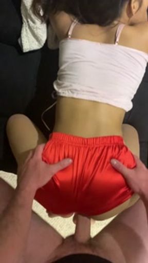 Latina step sis takes BWC doggy in shorts pov