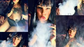 Darkside - Brunette with green eyes smoking and coughing for you - Dunhill Menthol 100