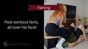 Post workout farts, all over his face