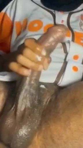 Masturbating a Big Throbbing Cock