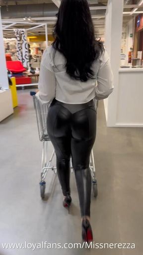 Public leather legging simp