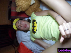 Big penis Asian femboy beauty POV blowjob before raw anal fucking