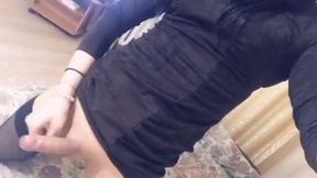 TRANS girl shows off her cock
