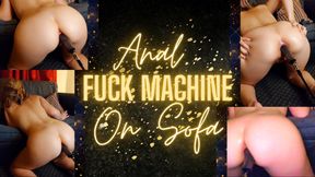 Anal fuck machine bent over sofa