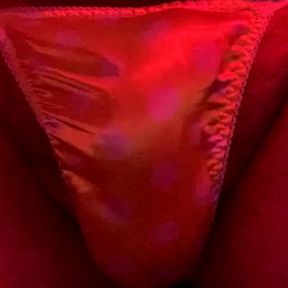 Playing with my bulge in a tiny yellow sissy satin thong