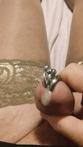 Cuckold with piercings allowed to drain sperm