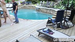 Aiden Asher and jock Jax Thirio having poolside barebacking