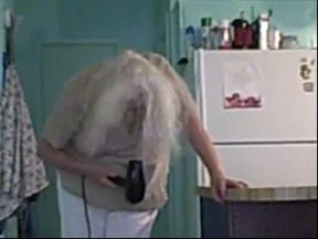 Granny blows her hair