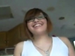 Chubby Girl with Glasses Handjob and Blowjob