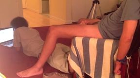 Unaware Tease and Footjob