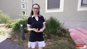 german scout - slim and shy german glasses student girl ronya rabe at casting fuck