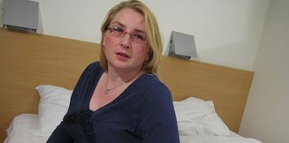 Dutch mature amateur wife plays with her pussy and huge tits